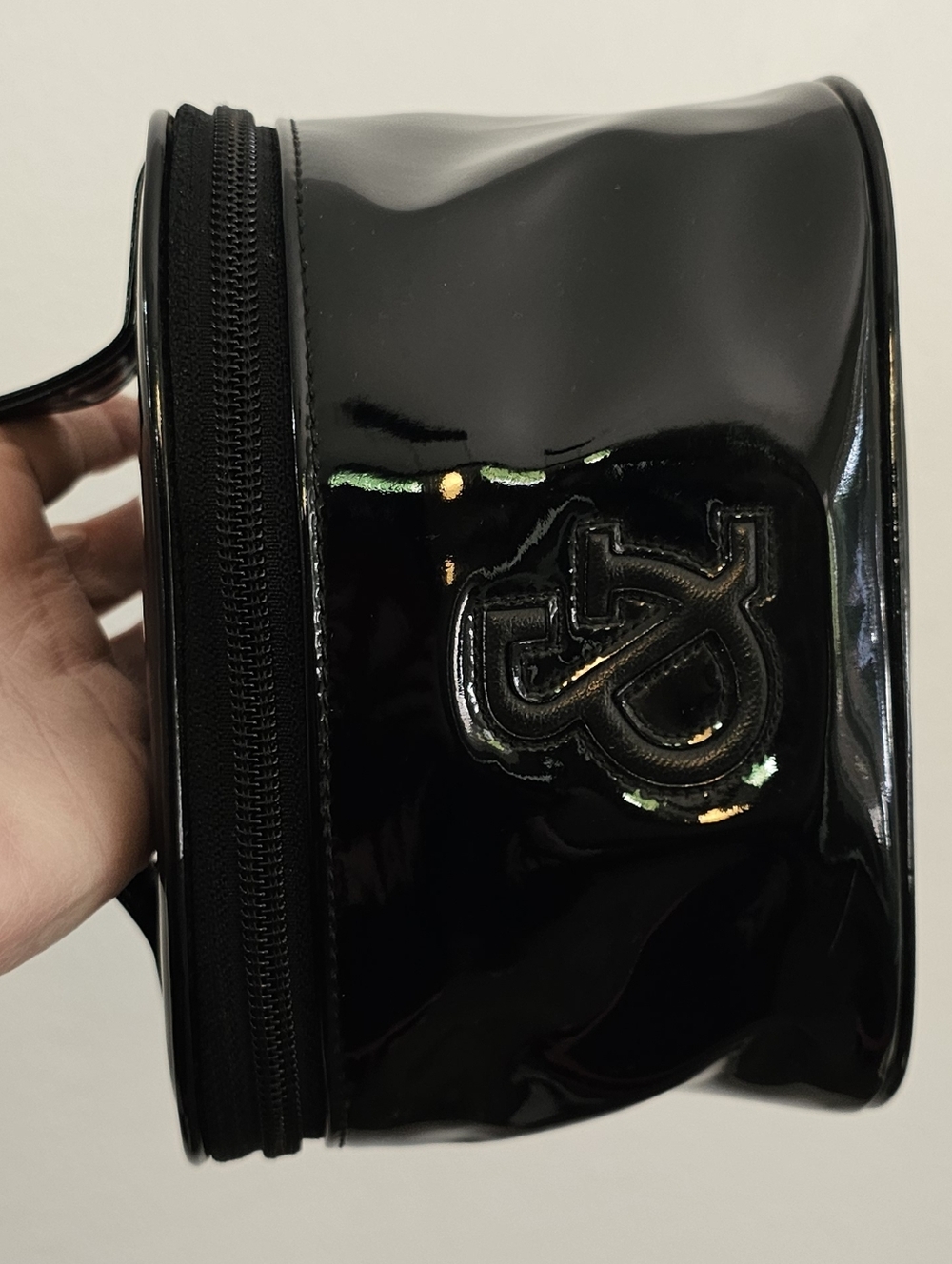 Vintage Japanese  Black Patent Cosmetic Case with Embossed Ampersand - Picture 5 of 12